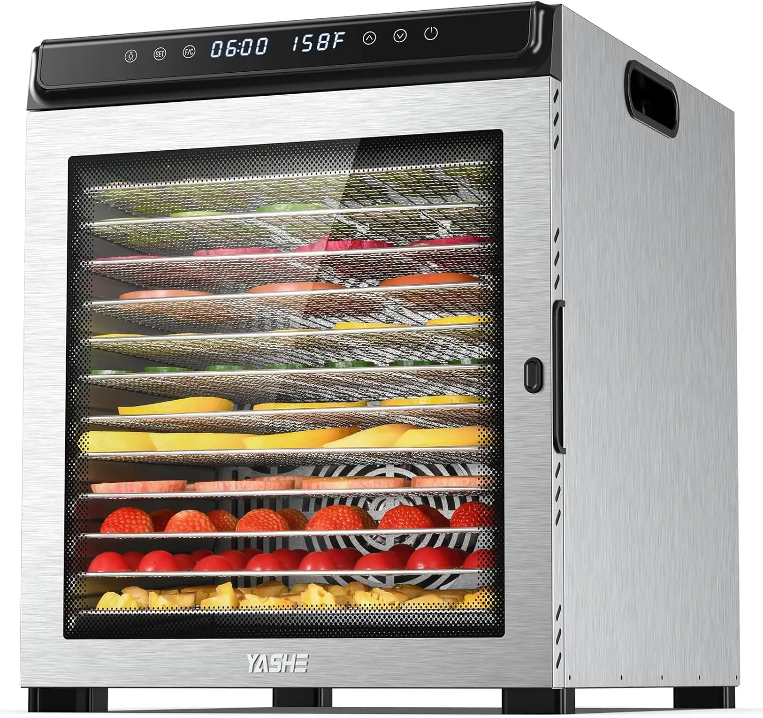 Food Dehydrator Machine 12 Stainless Steel Food Dryer 72H Timer Temperature Control 1300W Dehydrators