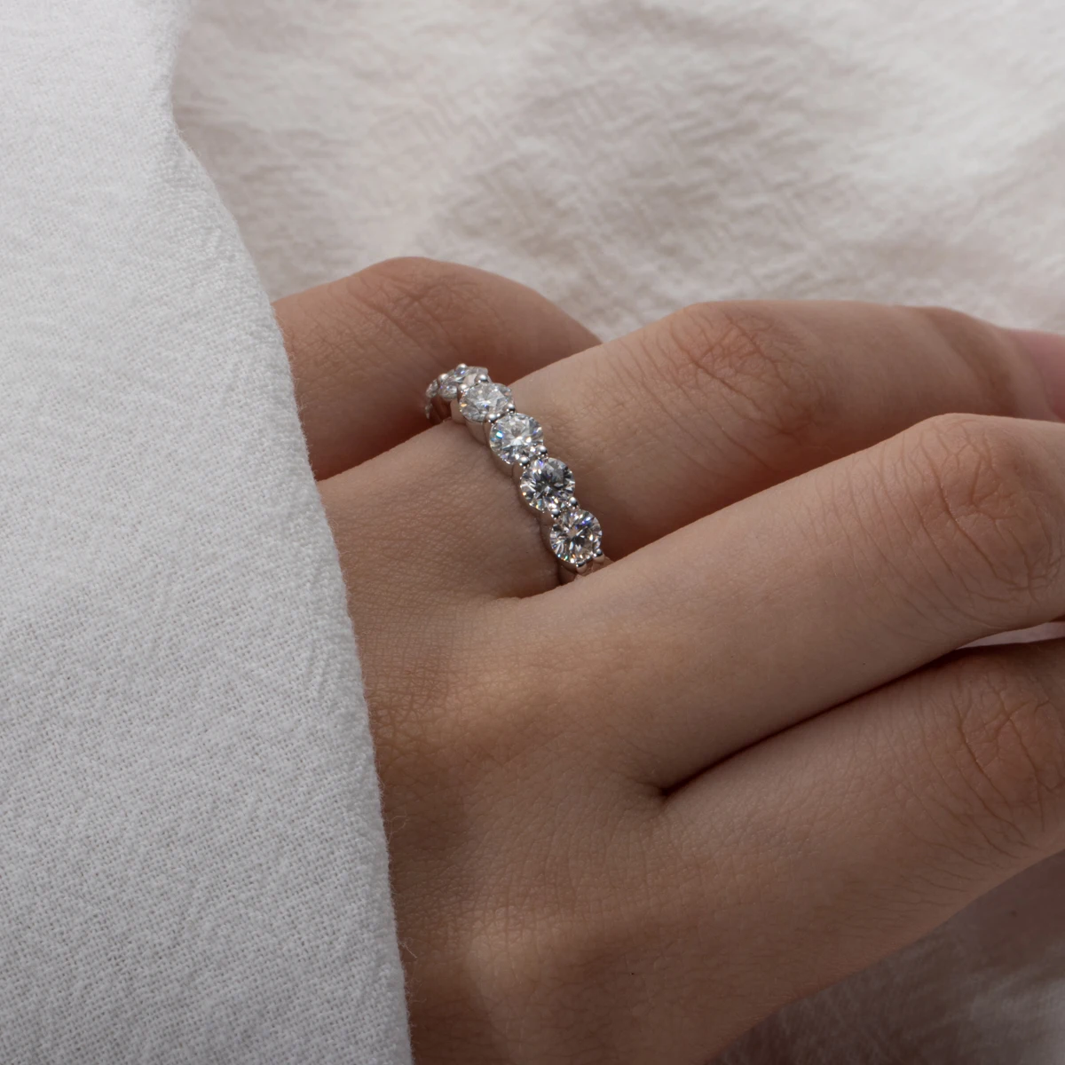 Moissanite Ring 4mm 5cttw D Color 925 Sterling Silver Wedding Band For Women
