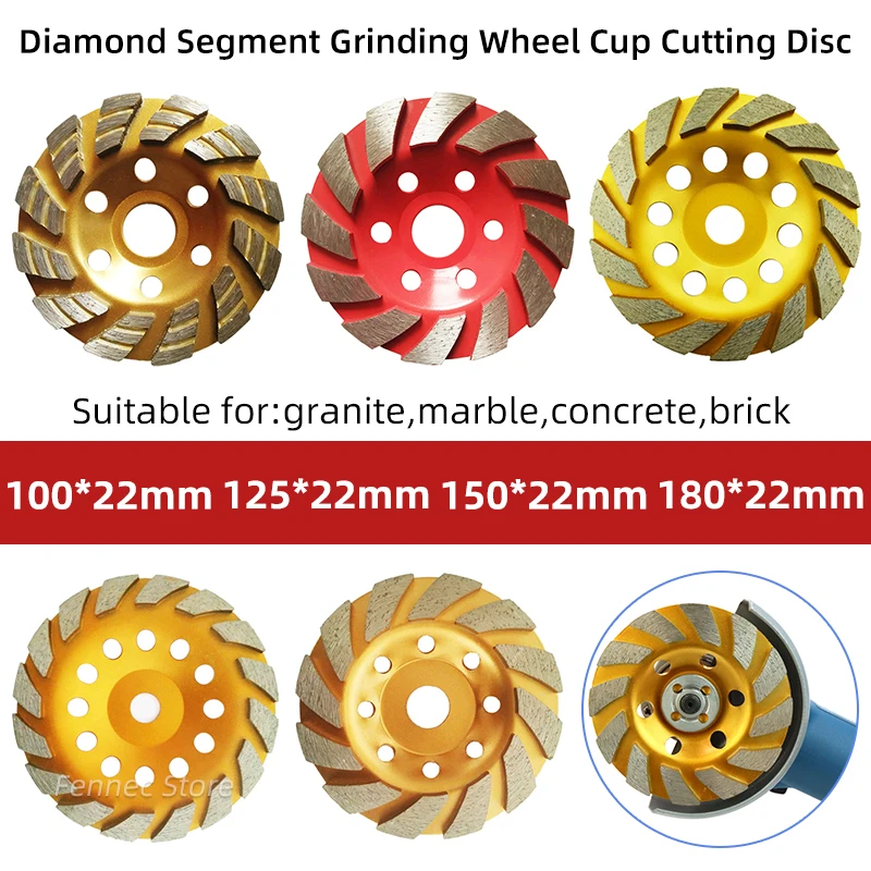 DiamondGrindingWheelsHeavyDutyTurboRowDiamondCupGrindingWheelAngleGrinderDiscfor