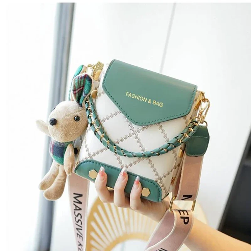Fashion Women Pattern Shoulder Bag Hardware Chain Strap Color Block Messenger Handbag Composite Crossbody Bag Waist