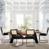 Mid Century Modern Dining Chairs Set of 4, Velvet Rattan Dining Room Kitchen Side Chairs with Upholstered Seat 5