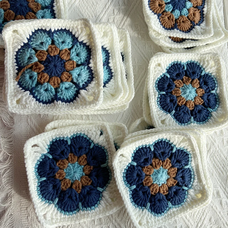 DIY Knitted Pattern Cards Mix Matchs Designs Granny Square Mixed Color Handmade Crochet Weave Blankets Or Backpacks 12PCS