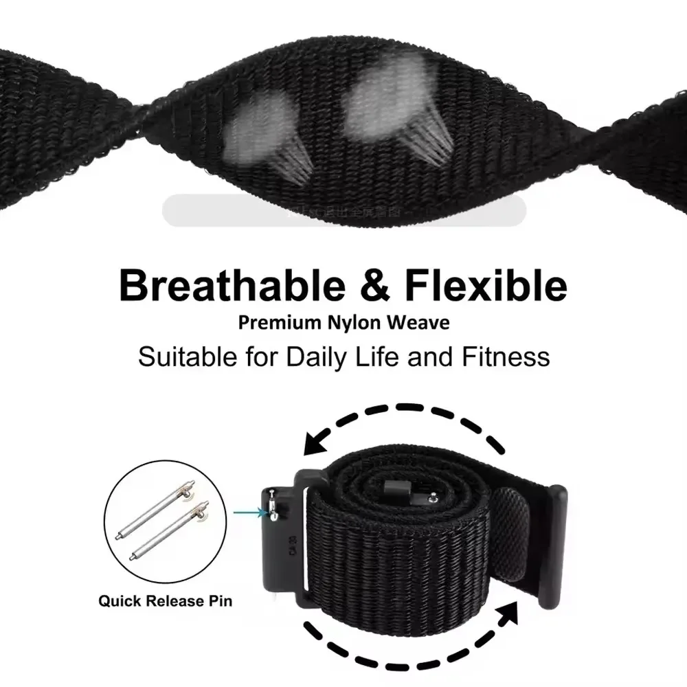 Comfortable Nylon Wristband for Smartwatches - 22mm & 20mm Sizes