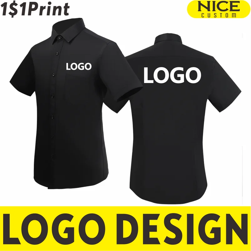 Casual Men's Short Sleeve Business Shirt Custom Logo High Quality Professional POLO Shirt Embroidery Printing Brand Design S-7XL customized product、professional custom printing business magnetic stripe pvc business card