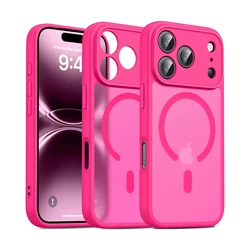 Luxury Anti - Fingerprint Matte Case with MagSafe - Compatible Translucent Cover for iPhone 15 (Red)