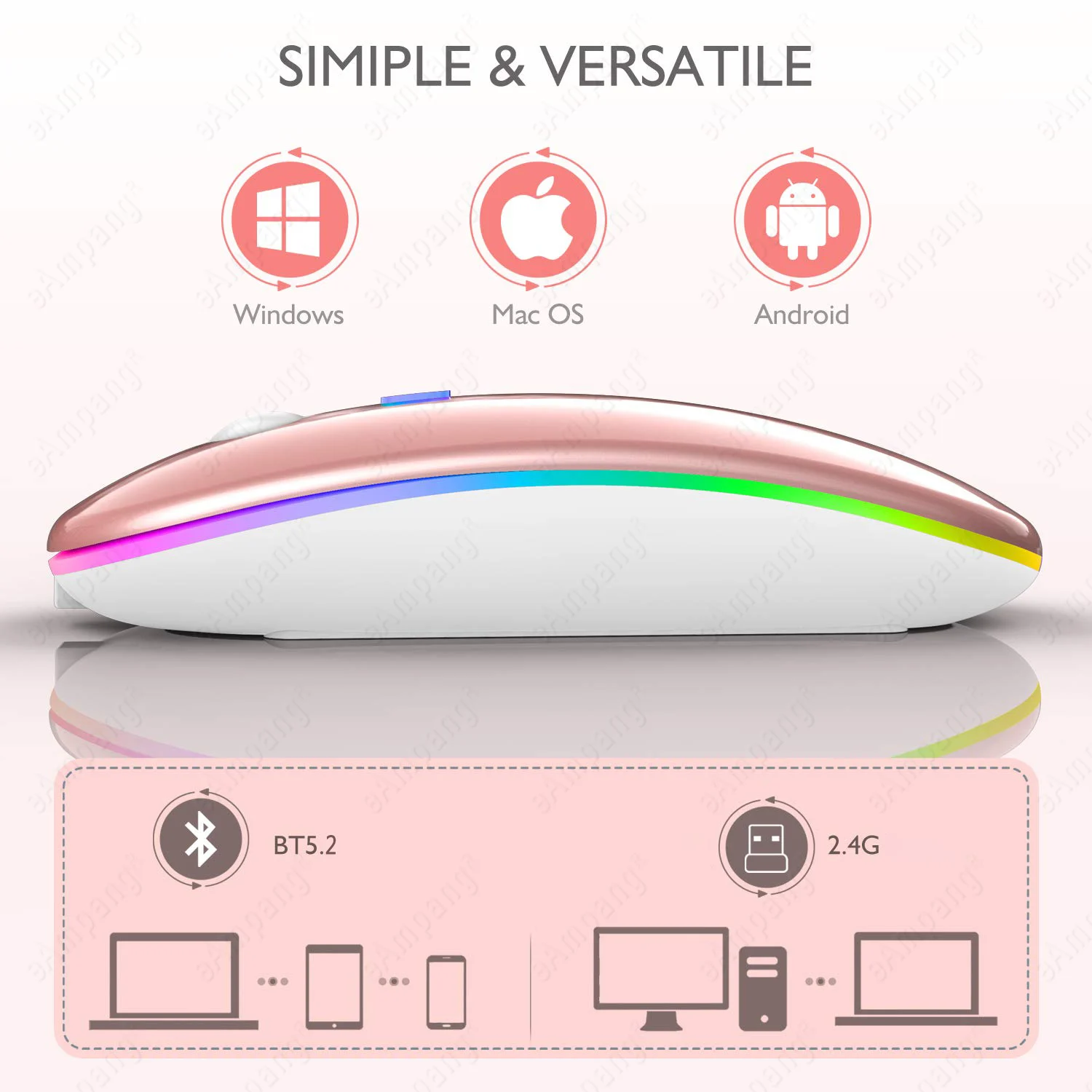 5.2 BT Wireless Mouse for Apple iPad 10.2 9.7 5th 6th 7th 8th 9th Generation Air 2 3 4 5 10.5 Pro 11 12.9 mini 6 5