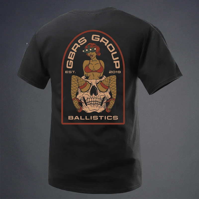 GBRS Skull Girl T Shirt Playful Pattern Tactical Cotton Short Sleeve Military Fan Summer Streetwear Top