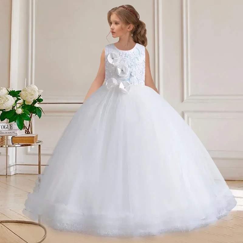 Girls' Sequin party sleeveless bright flower children's formal communion  birthday party pompous evening dress - AliExpress 1501