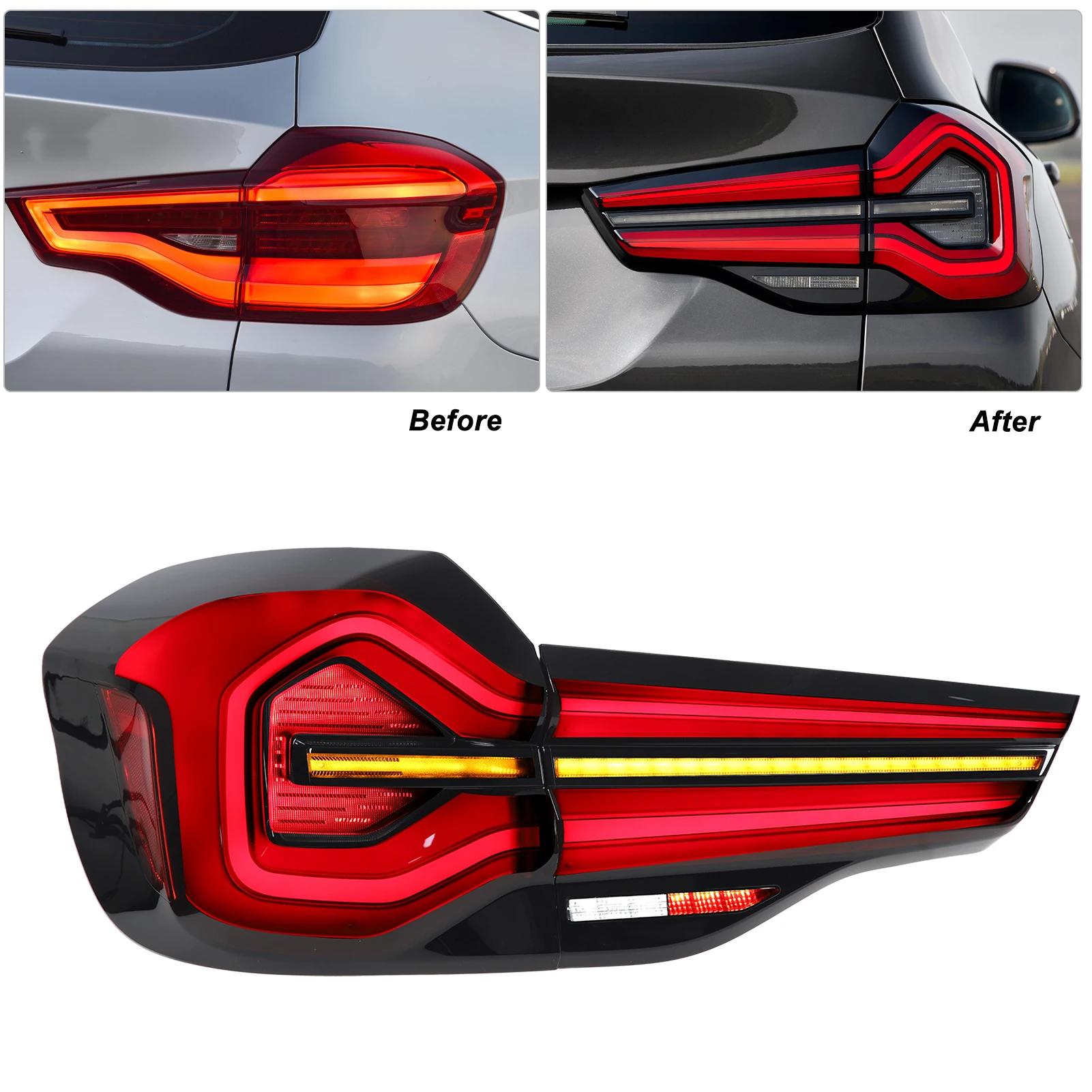 1 pair LCI LED Tail Lights Assembly Black Line Waterproof Seal Fit For