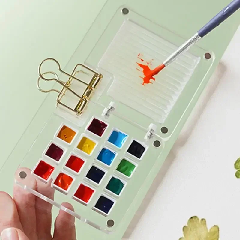 Watercolor Paint Palette Case Multi-compartment Acrylic Tray Travel Watercolor Tray Palette for Traveling Outdoor Home Offices 2