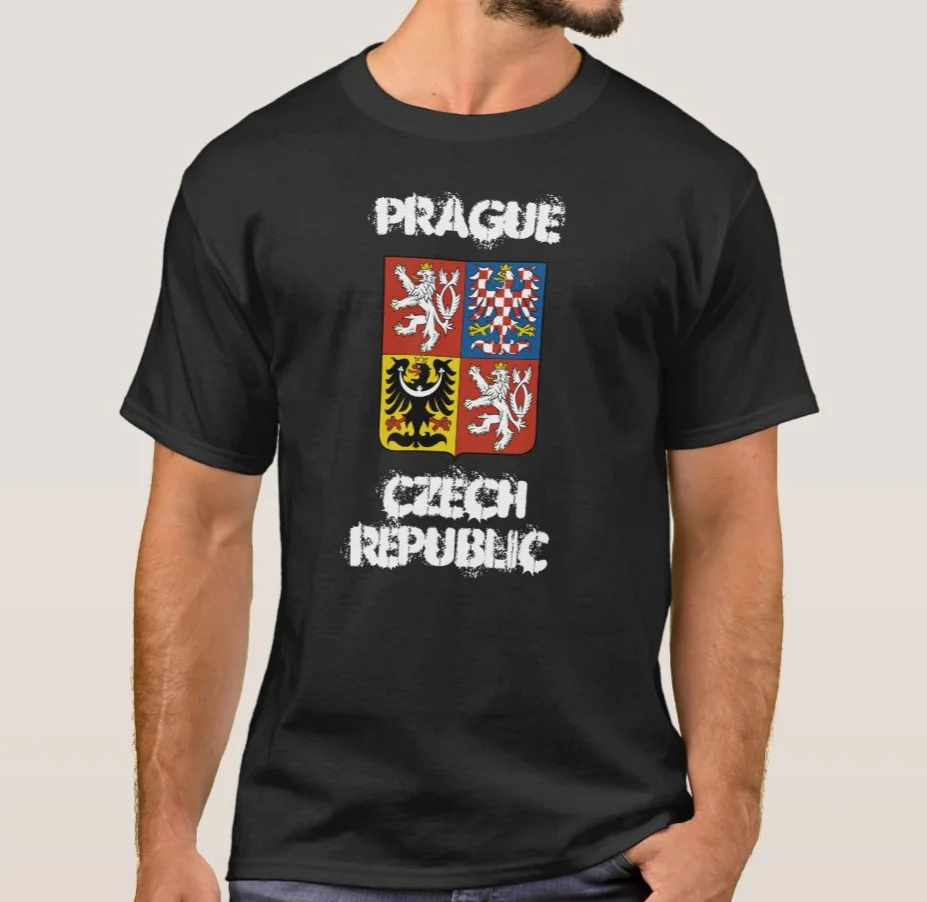 

Prague Czech Republic Coat of Arms T-Shirt Short Sleeve Casual 100% Cotton O-Neck Summer Mens T-shirt Size S-3XL