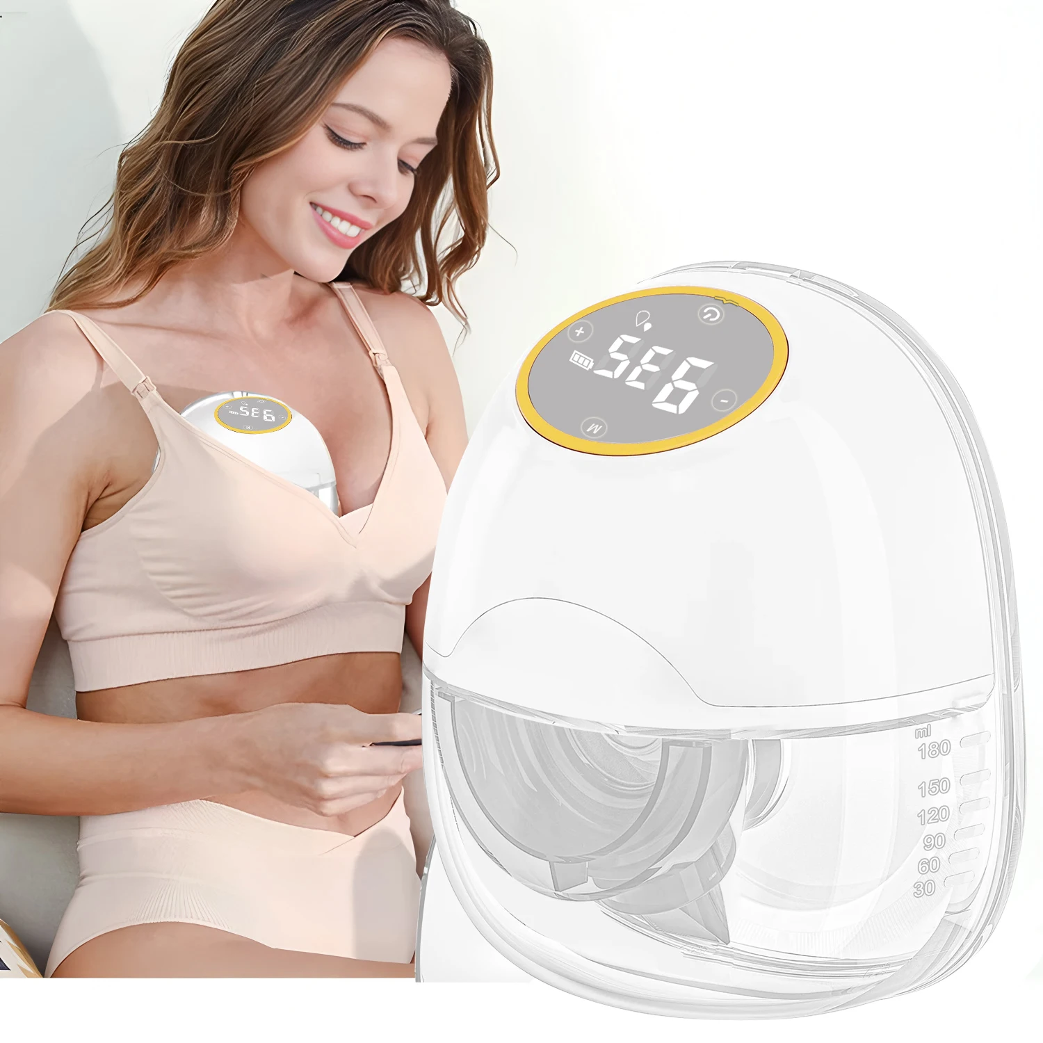 Wearable Electric Pump 3 Modes 9 Suction Levels Hands Free Breast Pumps Milk Collector Painless And Low Noise_voghion.com