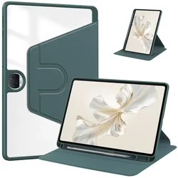 360 Rotating Acrylic Tablet Cover with Pencil Holder, Fits 11.35 Inch Tablets for OPPO Pad Air 2 (Dark green)