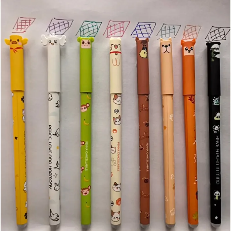 A Set of 8 Animal-Shaped Erasable Gel Pens, Featuring a 0.5Mm Fine Tip, They Are Perfect for Note-Taking And Writing, cute pens - 6