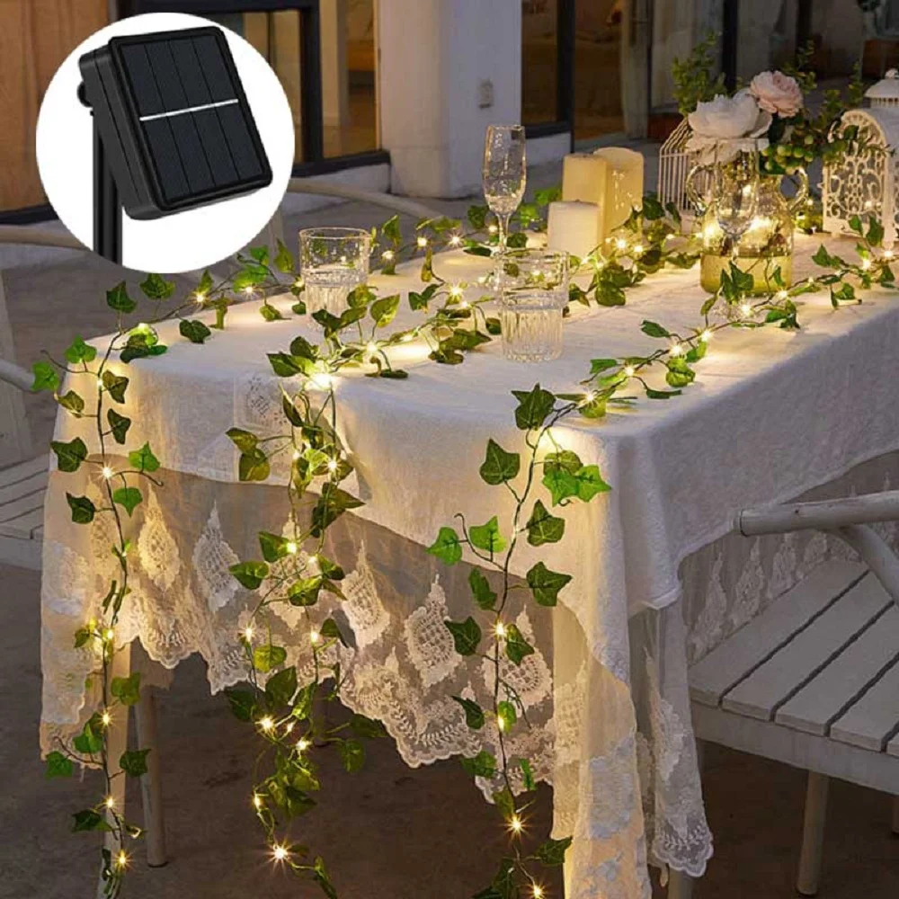 Solar Led Garden Light Outdoor Artificial Ivy String Lights LED Solar Christmas Fairy Lights for Xmas Patio Yard  Wedding Party solar powered string lights Solar Lamps