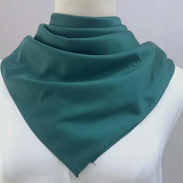 Foulard En Soie (Imitation) Pour Femme - Lot De 2, 70x70 Cm, Couleurs Noir Et Camel, Polyvalent