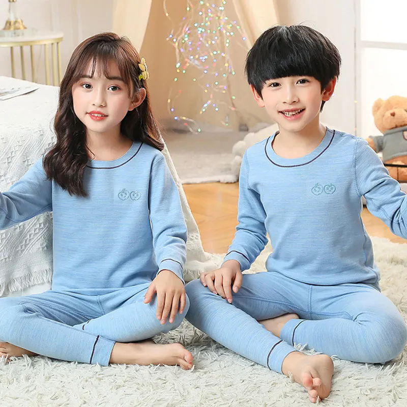 Children Underwear Suits Thermal Long Johns Fleece Cotton Sweater Winter Pajamas