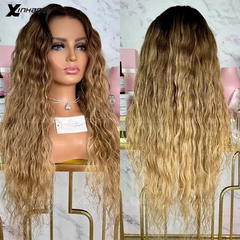 Highlight Water Wave Lace Frontal Wigs Human Hair 13x6/360 Lace Front Wig Blonde Highlights Colored 4/27 Silk Top Lace Front Wig