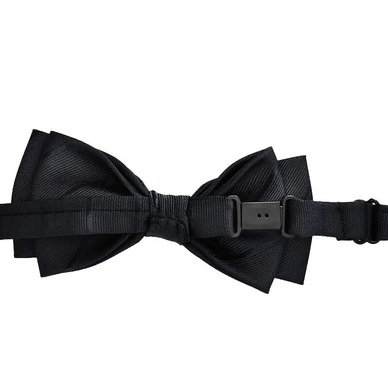 Men's Pure Color Striped Double Bow Tie - Elegant Fashion Accessory
