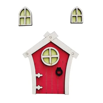 Wooden House Miniature Home Windows Door Mini Door Window Tree Decoration For Yard Lawn Xmas Tree Hanging Ornaments Navidad Xmas 4