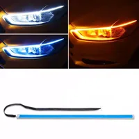 LED DRL Car Daytime Running Light Flexible Waterproof Strip Auto Headlights White Turn Signal Brake Flow Lights 12V 1