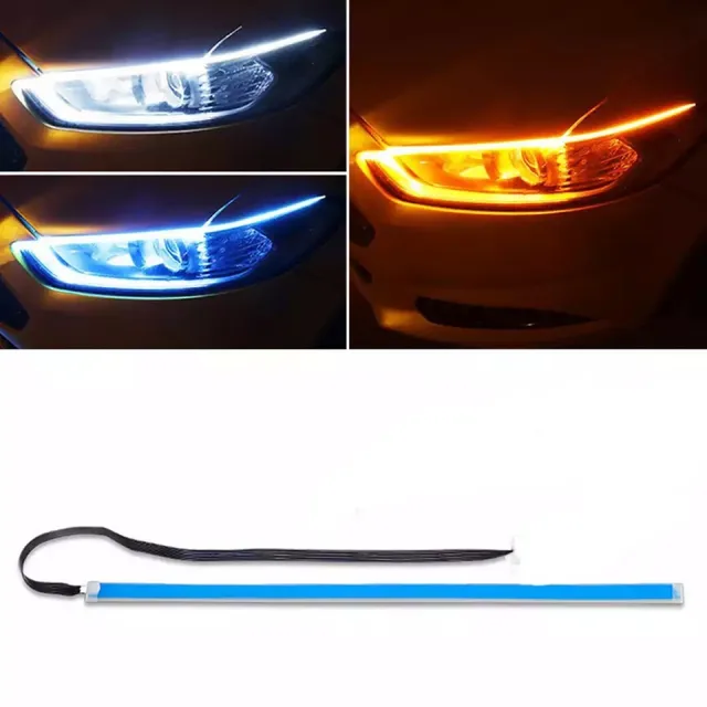 LED DRL Car Daytime Running Light Flexible Waterproof Strip Auto Headlights White Turn Signal Brake Flow Lights 12V 1