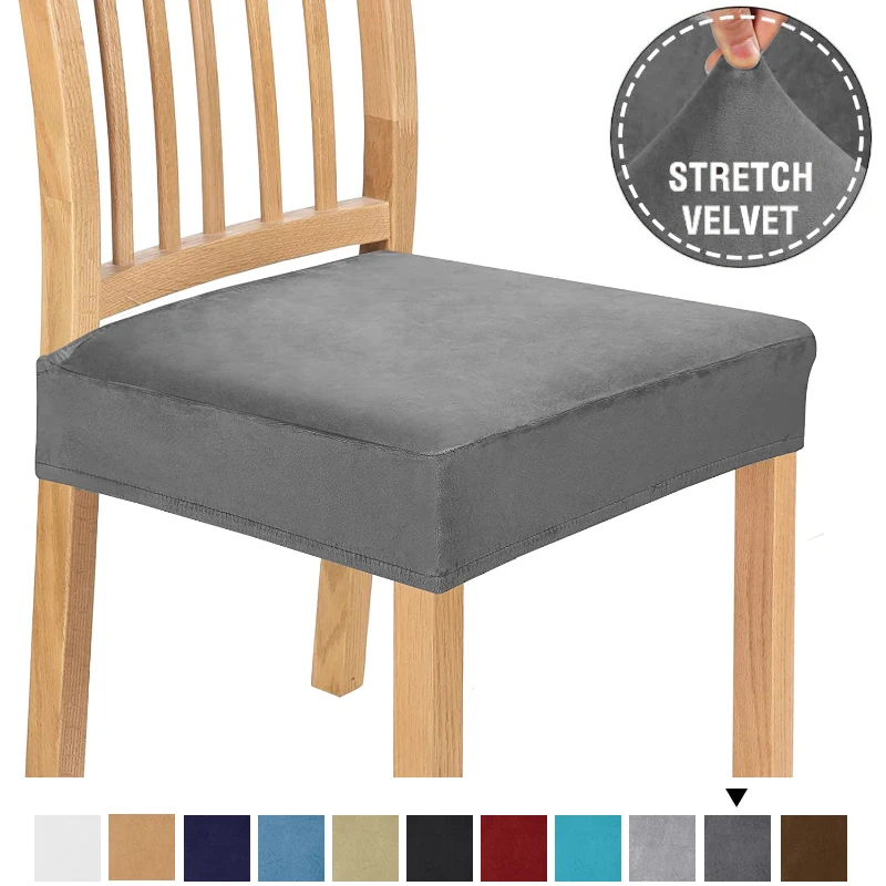 

Real Velvet Chair Seat Covers Removable Washable Anti-Dust Chair Seat Protector Slipcovers for Dining Room Furniture Protector