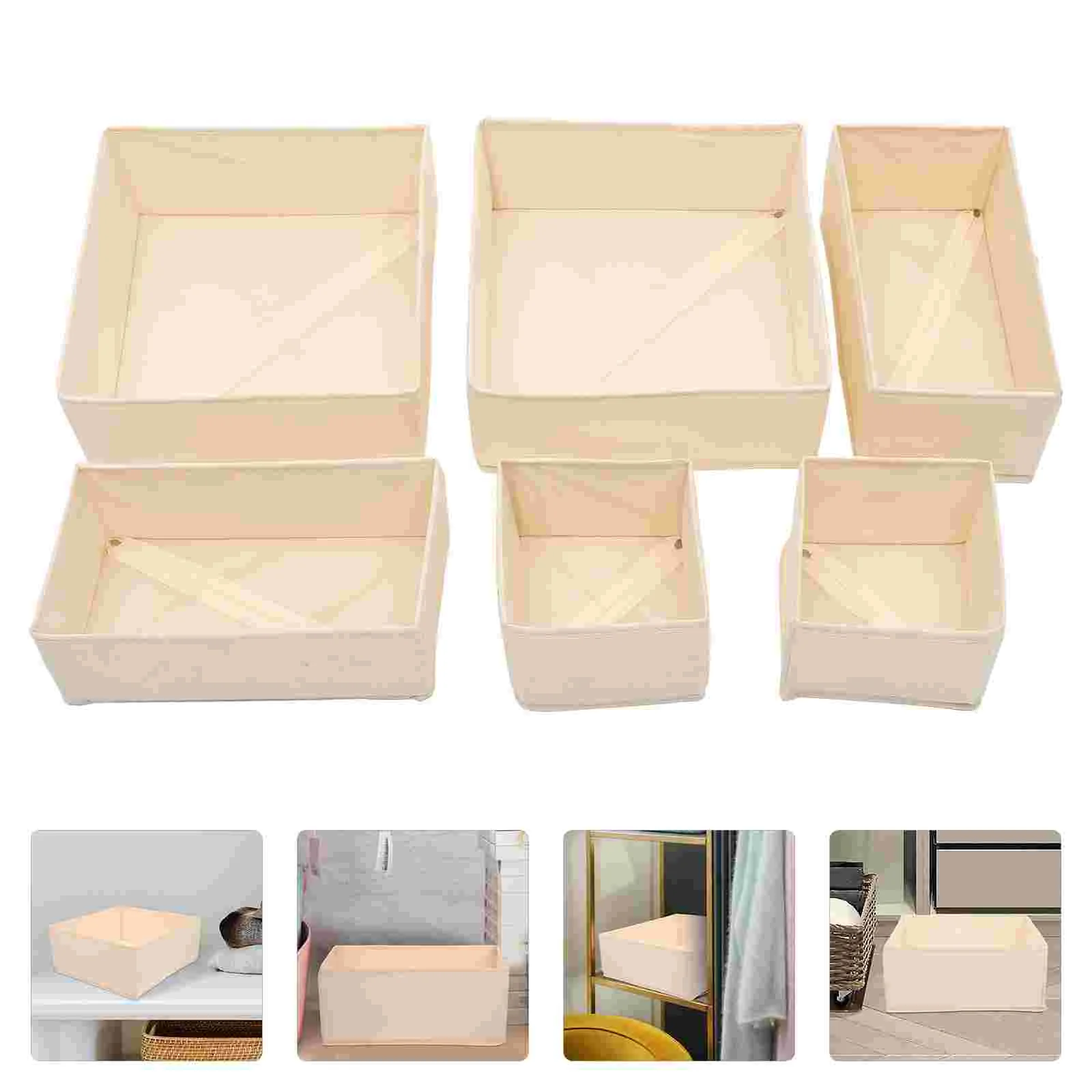 

6 Pcs Clothes Storage Box Drawers Organizer Boxes Household Sock Case Non-woven Fabric Foldable Container for Toy