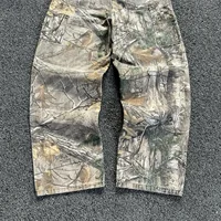 2000s American Vintage Jeans Leaf Print Jeans Oversized Hip Hop Men Women Goth Fashion Loose Casual Pants Streetwear 2