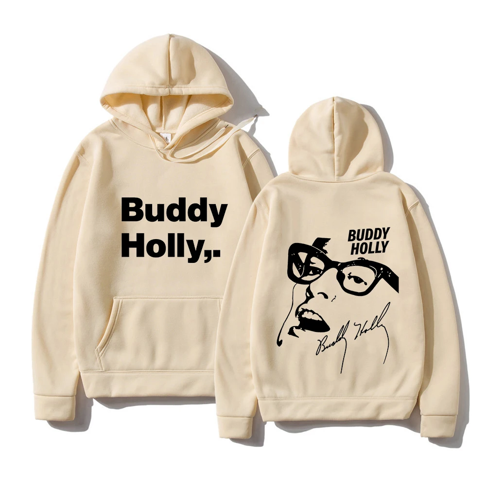 Buddy Holly Hoodie Grunge Hooded Comfortable Graphic Printing Pullovers Men/women Fashion Long-sleeved for Autumn/Winter Moletom