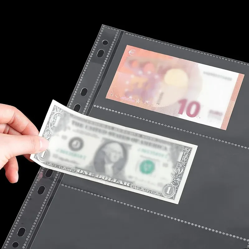 5/10/20 Pcs Money Banknote Paper Money Album Page Collecting Holder Sleeves 3-slot Loose Leaf Sheet Album Protection