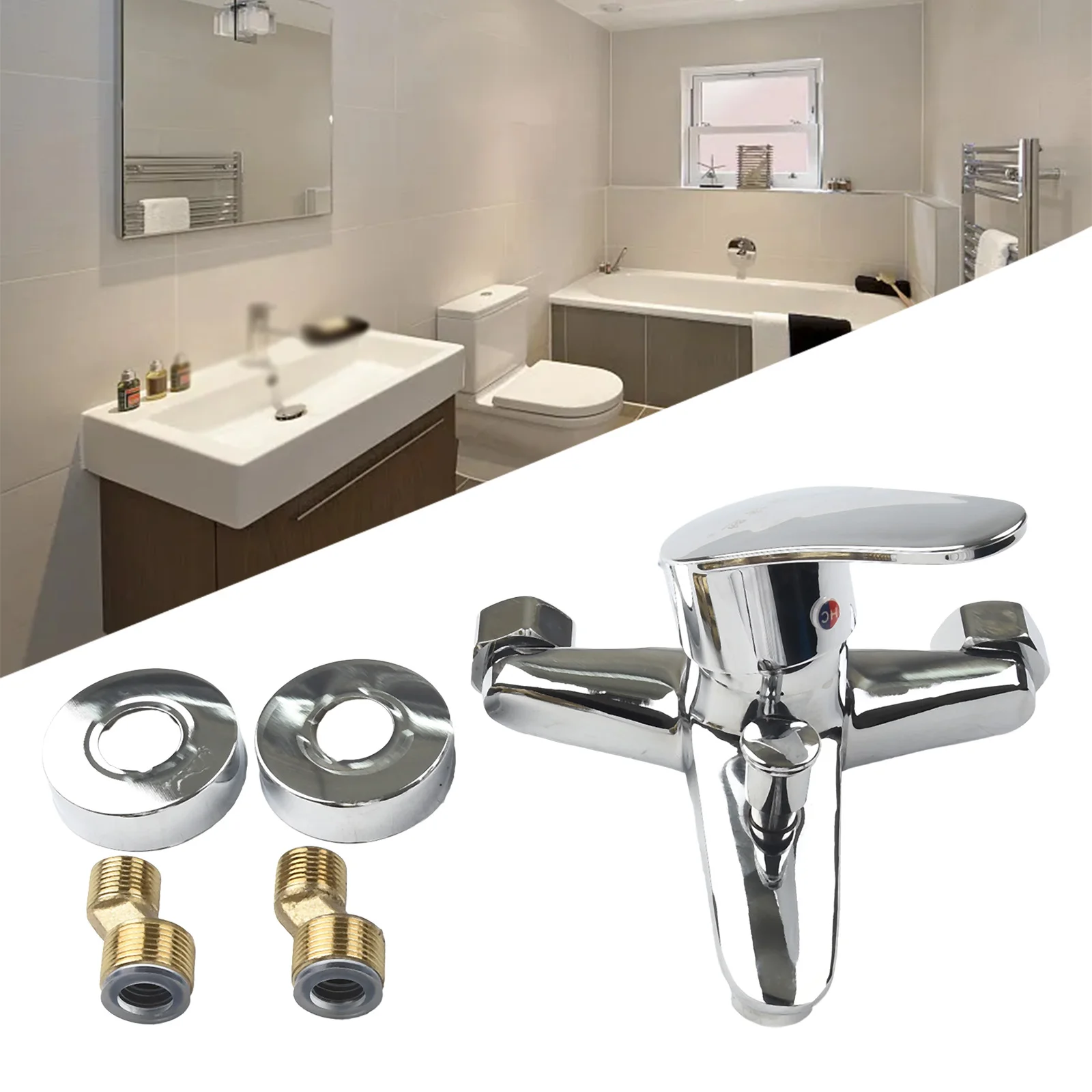 

Chrome Wall Mounted Faucets Dual Spout Mixer Tap for Bathtub Single Handle Polished Chrome Easy Installation