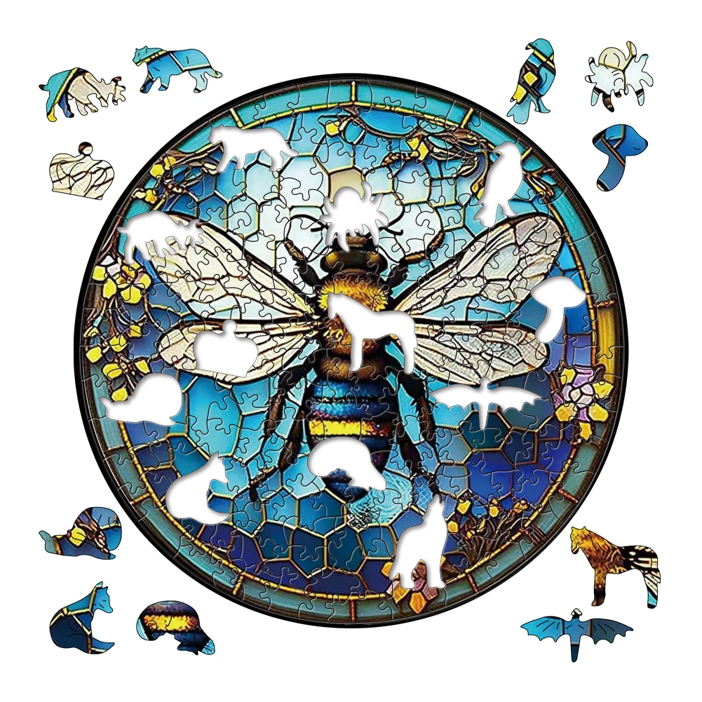 Round wooden jigsaw puzzles Educational Creative Beautification Gift Decorative Style