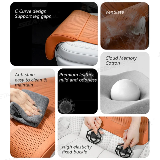 SEAMETAL Car Seat Cushion with Leg Support Universal Car Seat Protection Cover with Extension Leg Rest Padding Relieve Fatigue 2