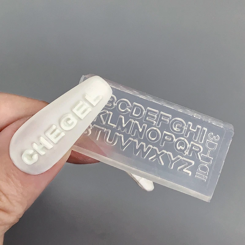 1Pcs3DSiliconeNailCarvingMoldEnglishLettersMouldStamping