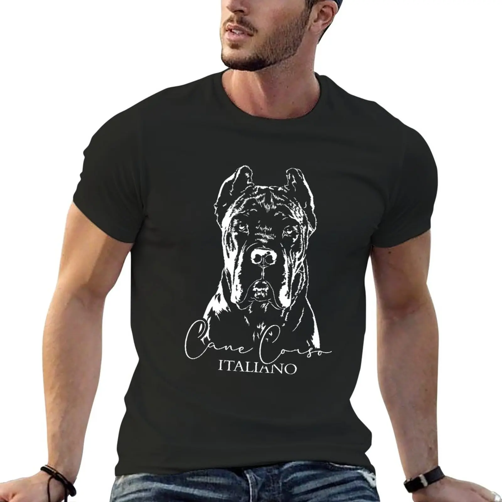 Cane Corso Italiano Cane Cane Ritratto Cane Ritratto T-Shirt Carino Top Felpe Manica Corta Tee Men