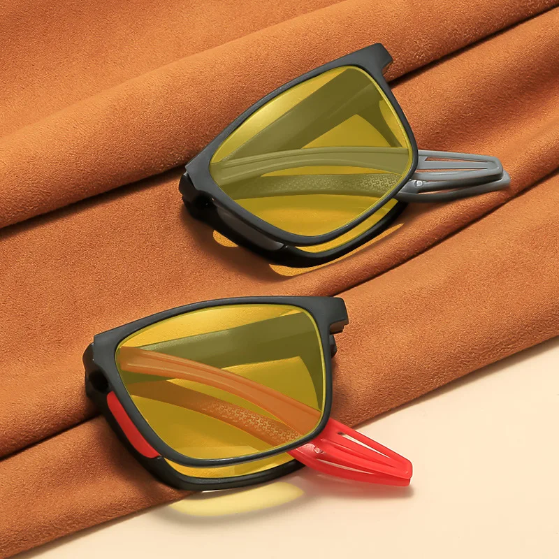Unisex Portable Folding Minimalist Anti-Blue Light Glasses with Orange-Red Lenses