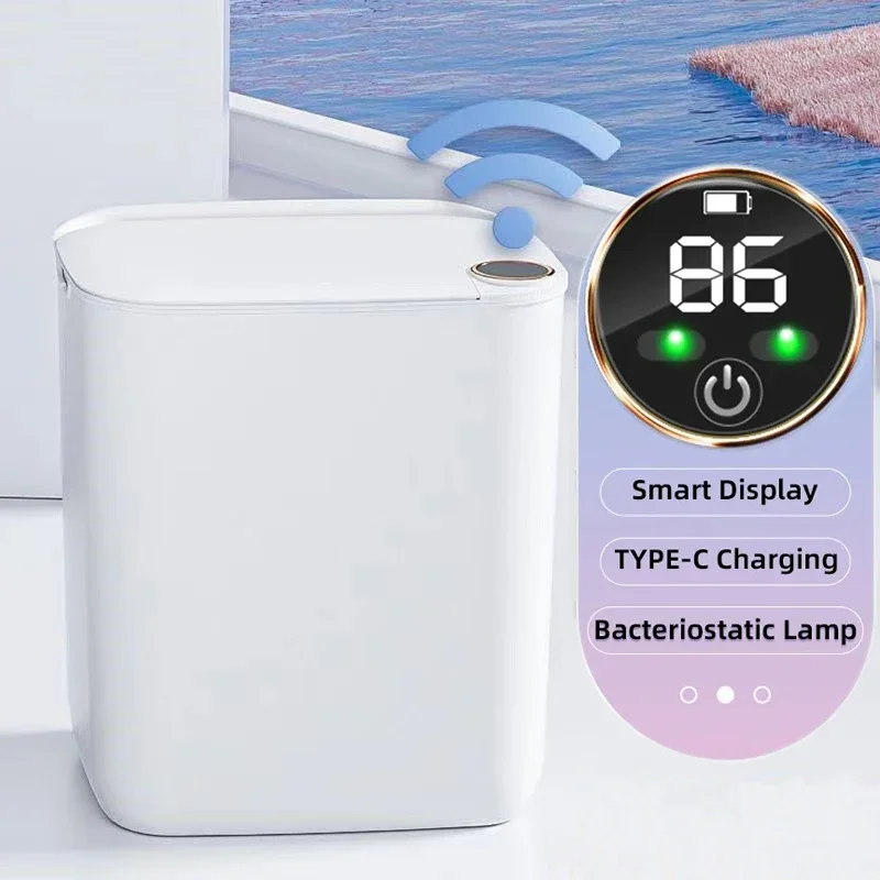 

20L Smart Sensor Trash Can With Display Automatic Induction Garbage Bin Type-C Recharging Dustbin for Kitchen Toilet Wastebasket