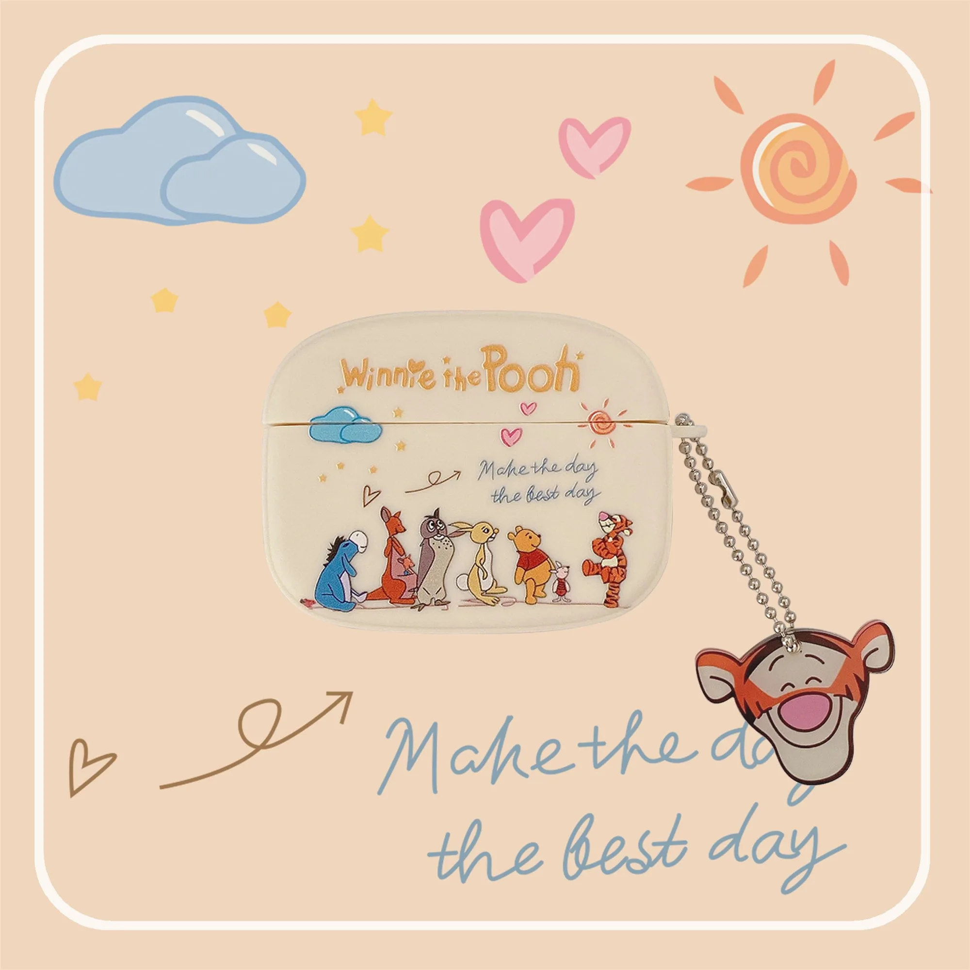 

Disney Tigger Winnie Bear Bluetooth-compatible Earphone Set PC Hard Earphone Case For AirPods 1 2 3 Pro 2 Cover With 3D Pendant