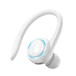 Waterproof Bluetooth 5.2 Mini Ear Hook Headphones with Mic and HiFi Stereo Sound (White)