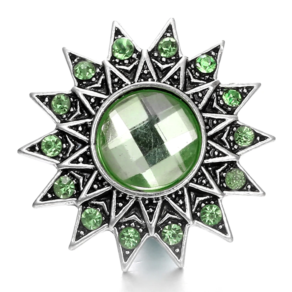 15pcs Colorful Sunflowers Crystal 18mm Snap Buttons Fit Snaps Bracelet  Necklace DIY Charms Jewelry