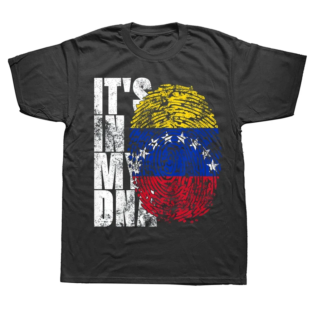 Lustiges T-Shirt mit venezolanischer Flagge im DNA-Design, Grafik-Streetwear, kurzärmelig, Geburtstagsgeschenk, Herrenbekleidung