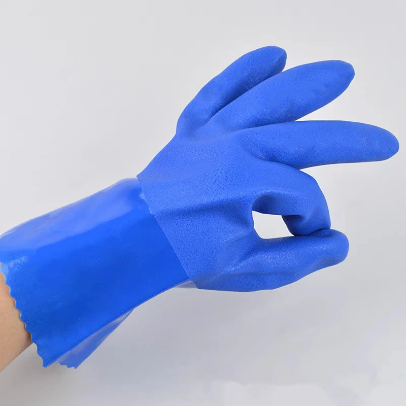 PVC Industrial Rubber Gloves Anti Slip Thickening Anti Corrosion Chemical Wear-resistant Waterproof Labor Protection Gloves Waterproof Gloves Rubber Gloves Disposable Pvc Gloves