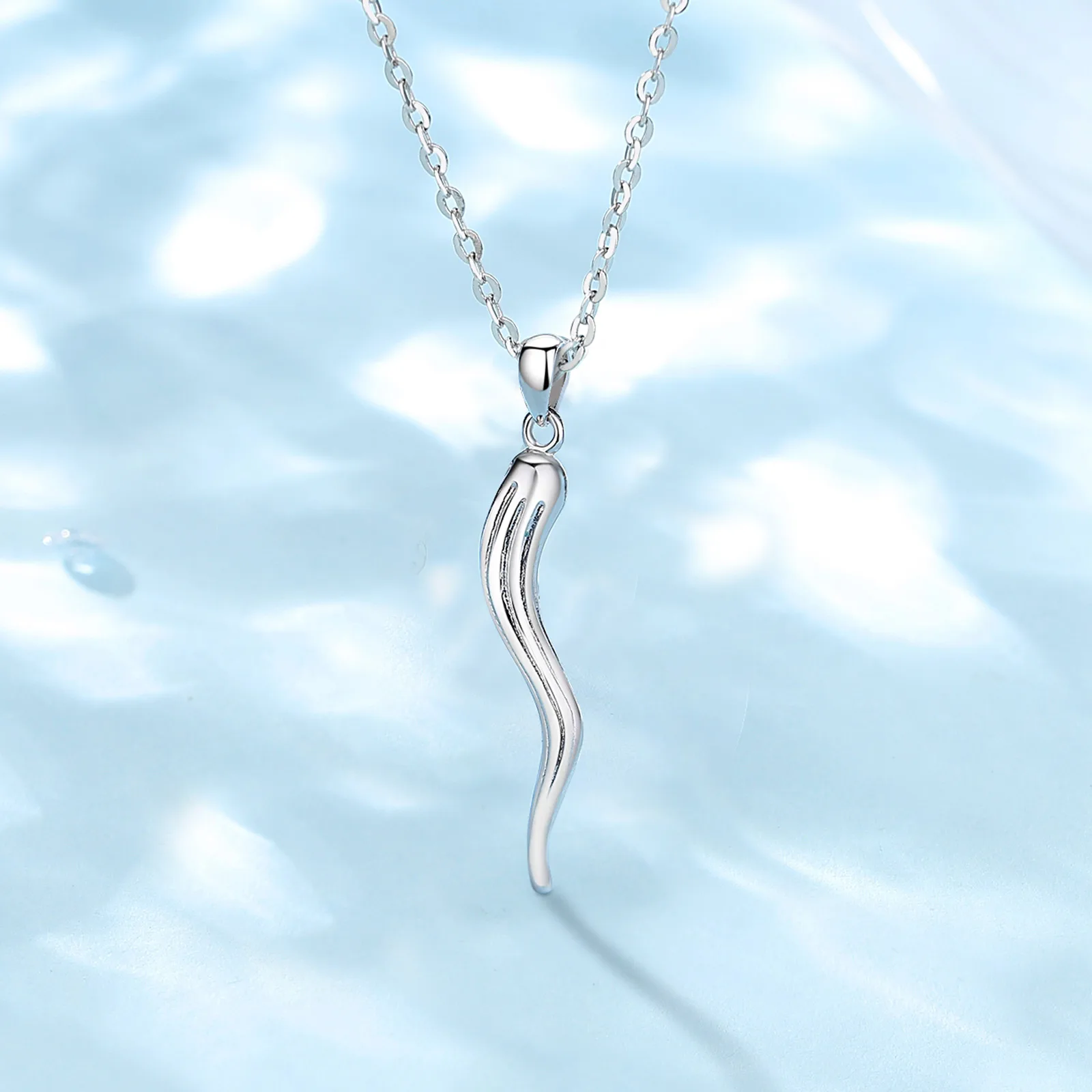 Eudora 925 Sterling Silver Italian Horn Pendant for Women Men Good Luck Friendship Dreams Amulet Necklace Personality Jewelry