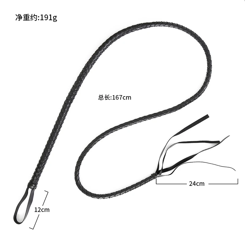 190cm Leather Weave Long Handle Snake Whip Horse Whip Riding Crop Flogger Paddle Slapper Horse Training Dressage Whips 6