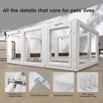 Dog Fence Pet Playpen, Clear Dog Playpen, No-Tool Dog Playpen and Kennel Playpen, Suitable for Small and Medium Dogs, Cats 2