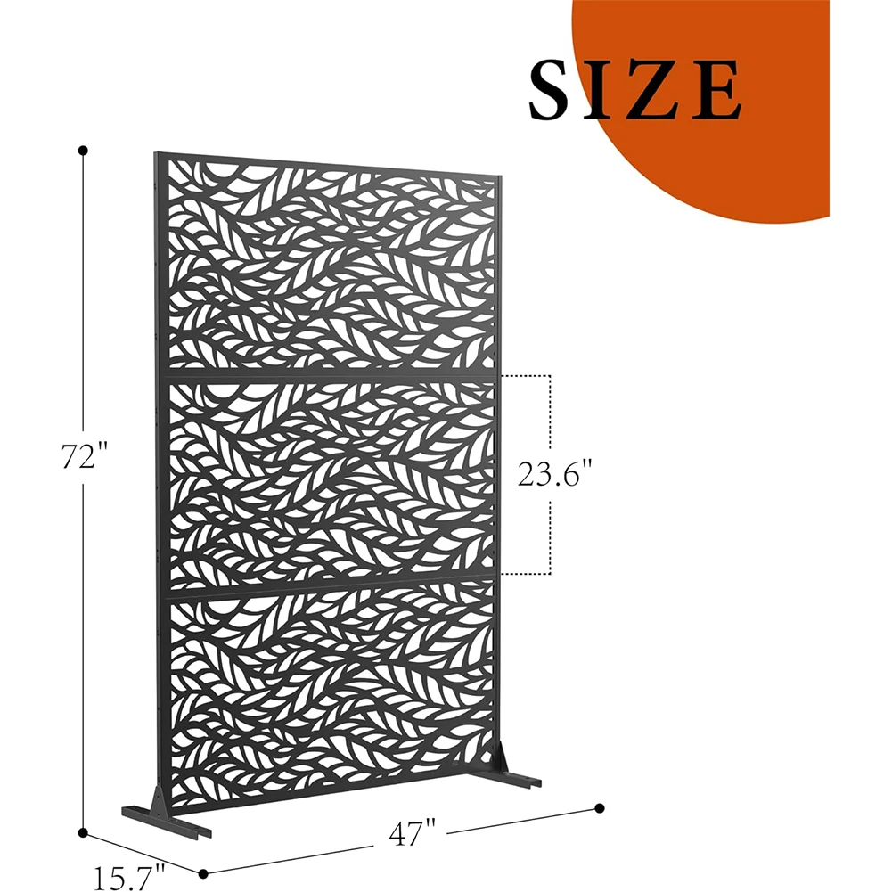 Metall-Sichtschutzscheibe 72"Hx47"B, Sichtschutzscheiben und -paneele für den Außenbereich, freistehender dekorativer Zaun für Terrasse, Rasen, Garten, Deck, Bal – Detail 10