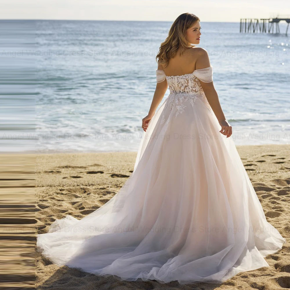 ANGEL Off Shoulder Plus Size Wedding Dress For Women Customized Elegant A-Line Bridal Gown Sexy Backless Vestidos de Novia Boda 2