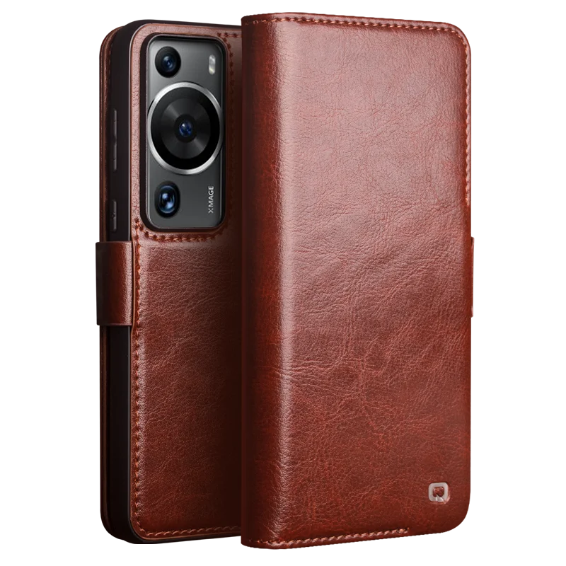 

Брендовый чехол Qialino для Huawei P60 Pro Премиум Натуральная кожа Натуральная Воловья кожа откидной Чехол для телефона винтажный Магнитный деловой чехол