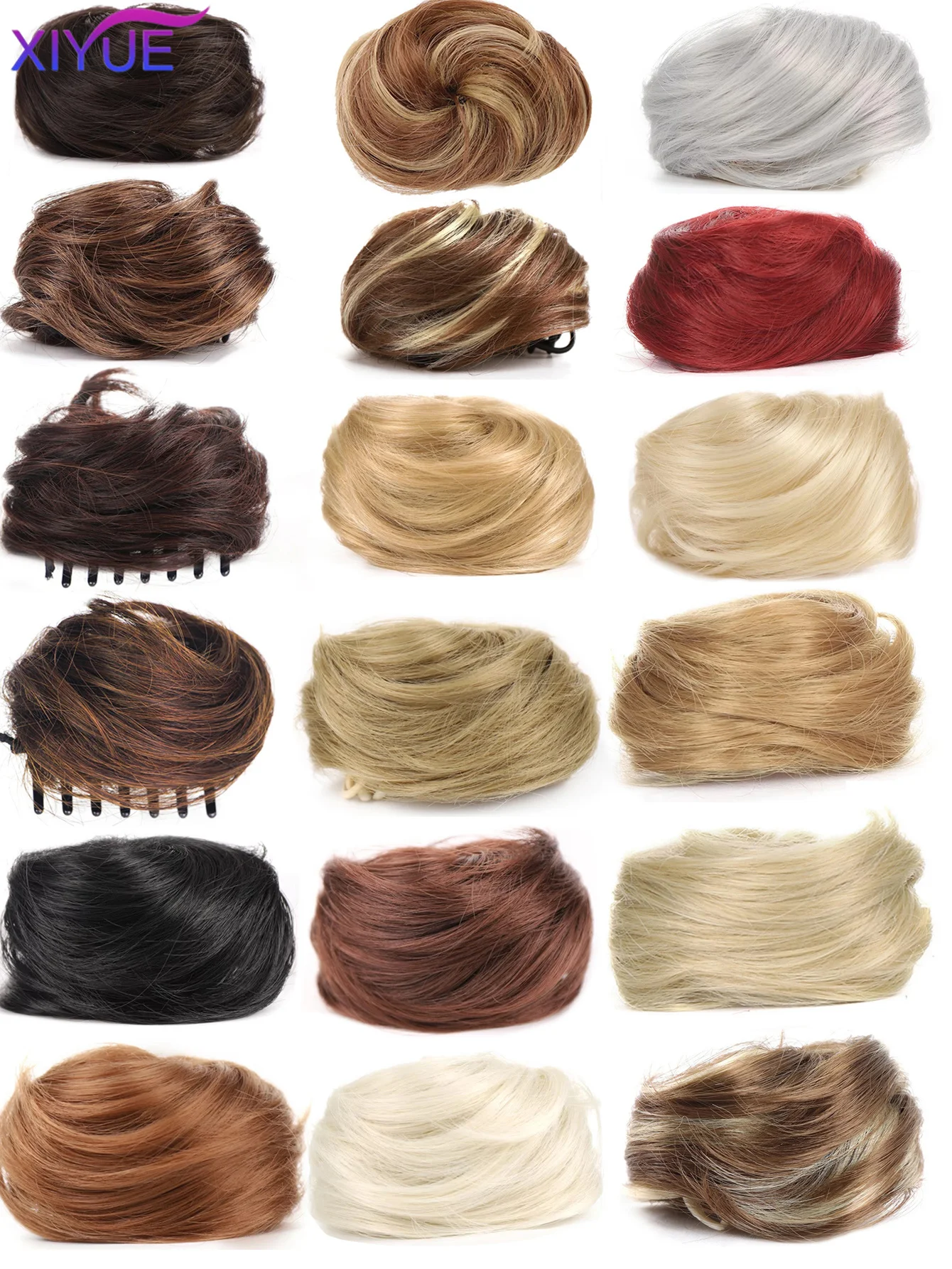 Synthetic Space Bun 2PCS Mini Claw Clip in Messy Cat Ears Fake Hair Bun Extensions Wig Accessory Donut Updo Hairpieces for Women